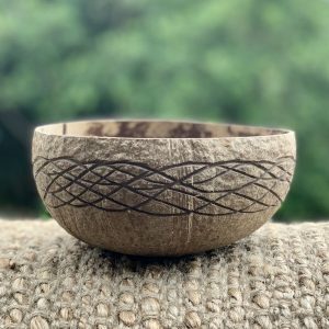 Coconut Bowl Hand carved Ocean Design