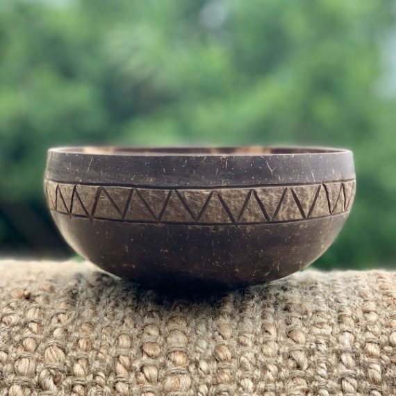 Coconut Bowl Handcarved Tribal Design