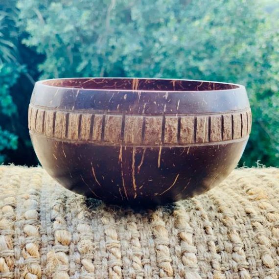 Coconut Bowl Handcarved Bronze Design